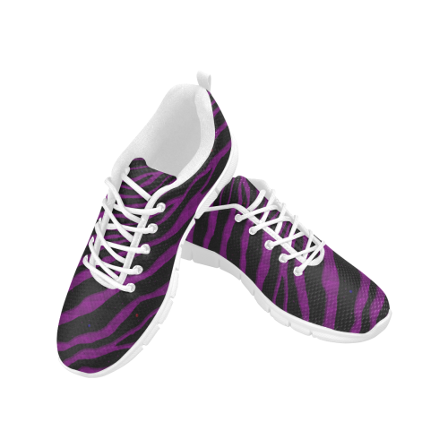 Ripped SpaceTime Stripes - Purple Women's Breathable Running Shoes/Large (Model 055)