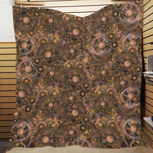 Steampunk Cogs Snuggle Quilt 70"x80"