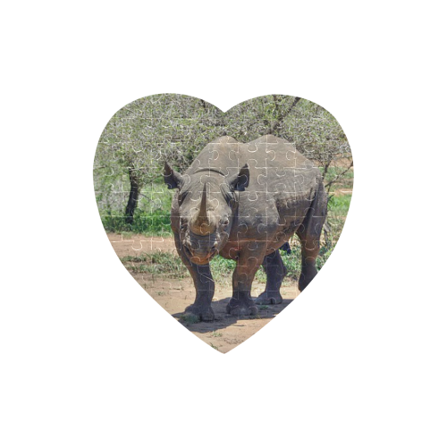 rhinoceros by JamColors Heart-Shaped Jigsaw Puzzle (Set of 75 Pieces)