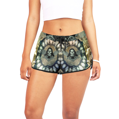 Awesome scary skull Women's All Over Print Relaxed Shorts (Model L19)
