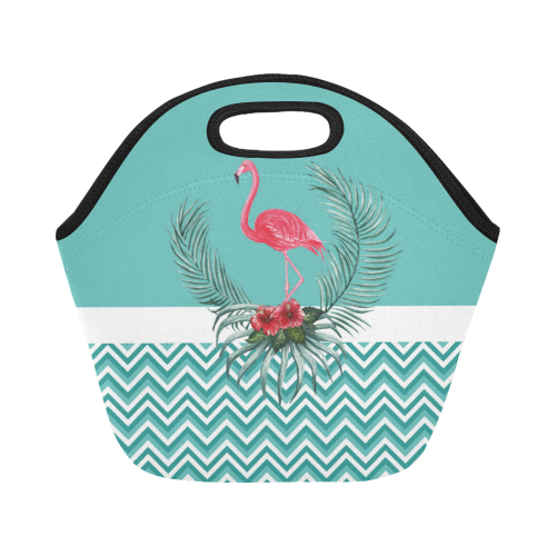 Retro Flamingo Chevron Neoprene Lunch Bag/Small (Model 1669)
