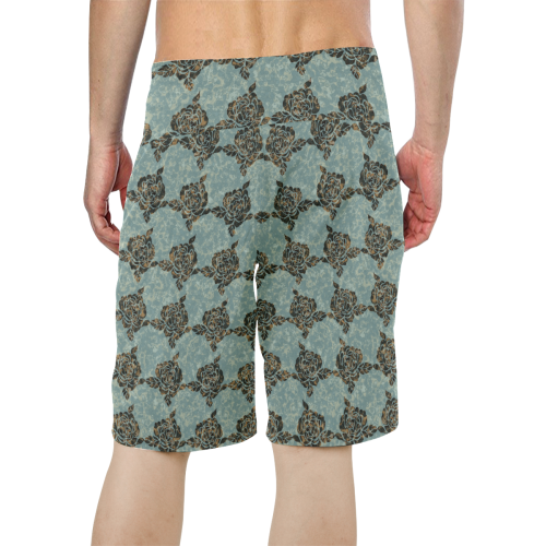 Seaglass Aqua Rose Gold Men's All Over Print Board Shorts (Model L16)