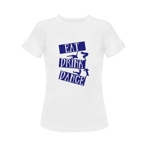 Break Dancing Blue on White Women's Classic T-Shirt (Model T17）