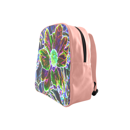 Abstract Garden Peony in Black and Blue School Backpack (Model 1601)(Small)