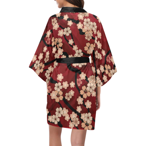 Sakura Breeze Ruby Wine Kimono Robe