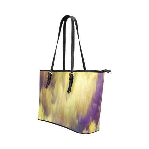 glitch art #colors Leather Tote Bag/Small (Model 1651)