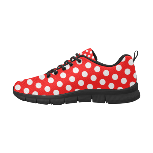 Polka Dots Red & White Cute Costume Printed Women's Breathable Running Shoes/Large (Model 055)