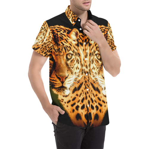 LEOPARD 2 Men's All Over Print Short Sleeve Shirt/Large Size (Model T53)