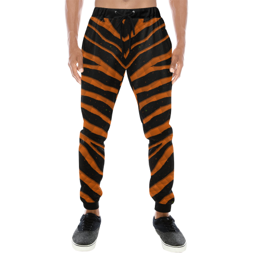 Ripped SpaceTime Stripes - Orange Men's All Over Print Sweatpants/Large Size (Model L11)
