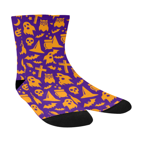 Fun Scary Halloween Pattern Crew Socks