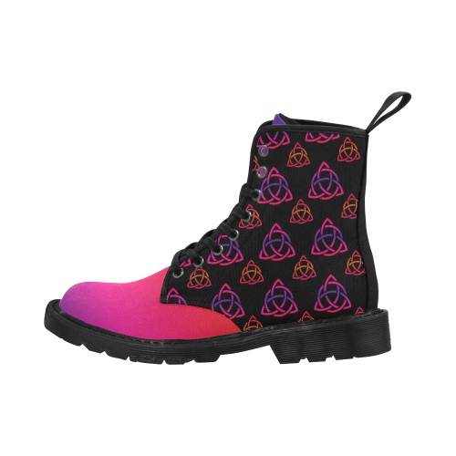 Rainbow Triquetra Pattern Celtic Cheeky Witch Martin Boots for Women (Black) (Model 1203H)