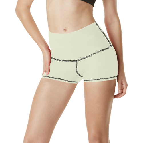 color beige Women's All Over Print Yoga Shorts (Model L17)