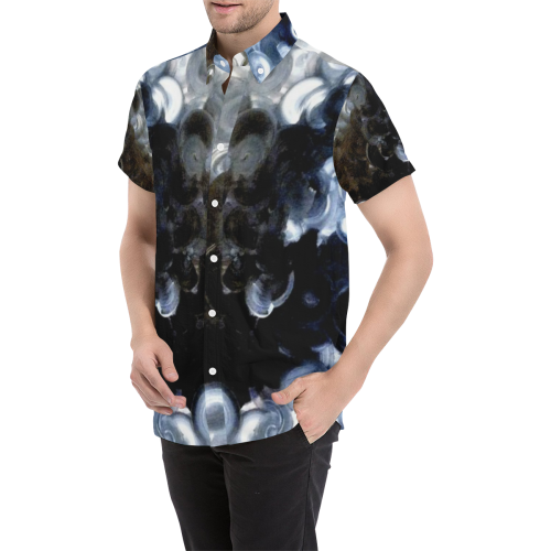 Black and white Men's All Over Print Short Sleeve Shirt/Large Size (Model T53)