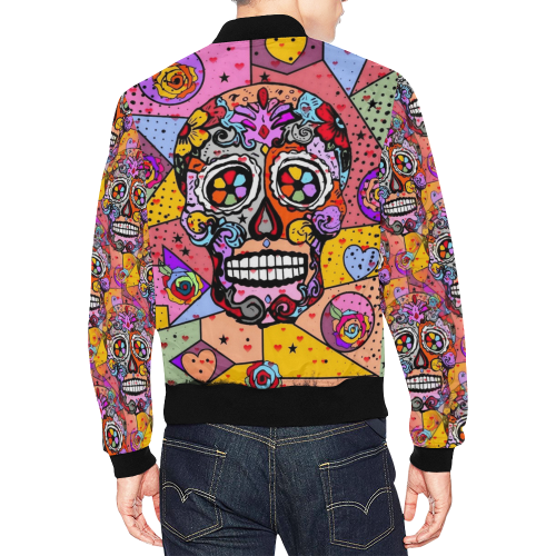 Skull Popart by Nico Bielow All Over Print Bomber Jacket for Men/Large Size (Model H19)