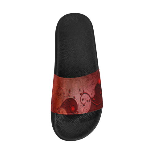 Soft decorative floral design Men's Slide Sandals (Model 057)