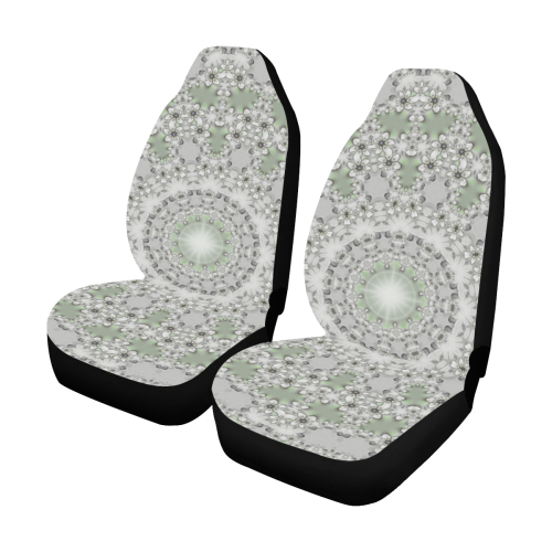 Kaleidoscope Fractal Mandala Frame Grey Green Car Seat Covers (Set of 2)