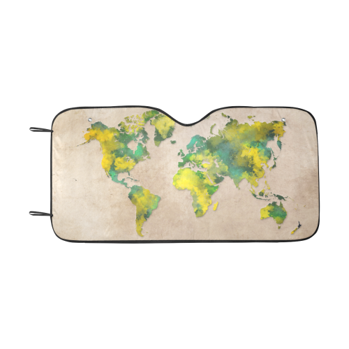 world map #map #worldmap Car Sun Shade 55"x30"