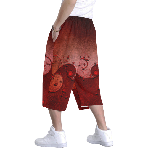 Soft decorative floral design Men's All Over Print Baggy Shorts (Model L37)