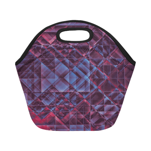 pixels blue red #pixels Neoprene Lunch Bag/Small (Model 1669)