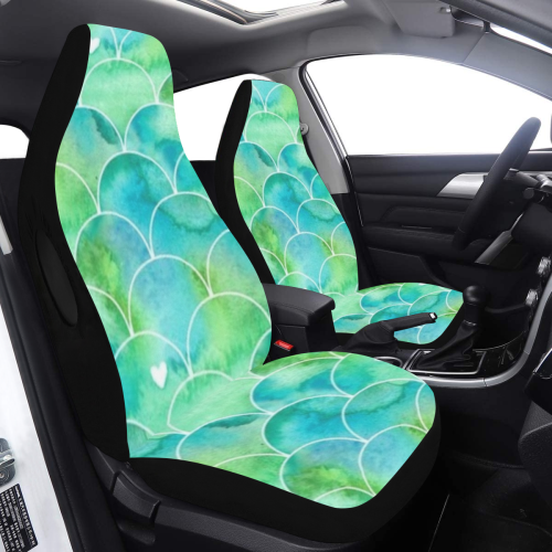 Mermaid SCALES green blue Car Seat Cover Airbag Compatible (Set of 2)