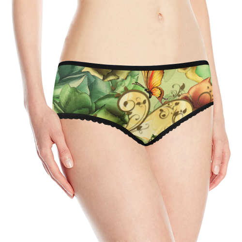 Colorful flowers with butterflies Women's All Over Print Classic Briefs (Model L13)