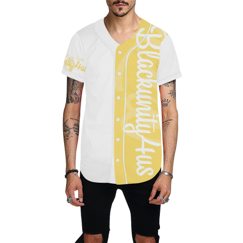 Yellow & White By RW All Over Print Baseball Jersey for Men (Model T50)