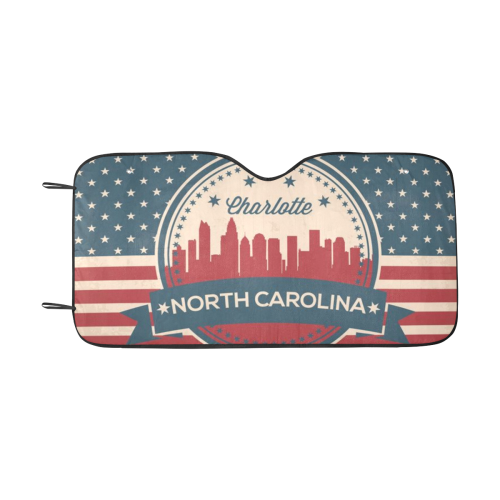 Retro Charlotte North Carolina Skyline Car Sun Shade 55"x30"