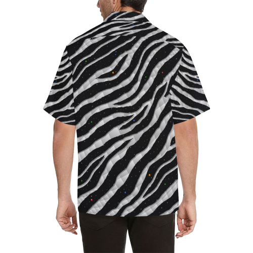 Ripped SpaceTime Stripes - White Hawaiian Shirt (Model T58)