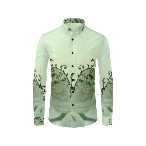 Wonderful flowers, soft green colors Men's All Over Print Casual Dress Shirt (Model T61)