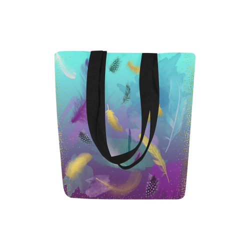 Dancing Feathers - Turquoise and Purple Canvas Tote Bag (Model 1657)