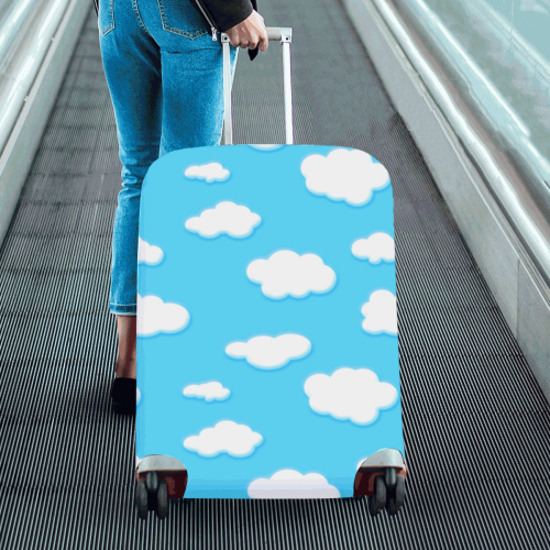 sky of blue and fluffy white clouds Luggage Cover/Large 26"-28"