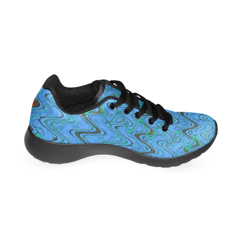 Blue Green and Black Waves pattern design Men’s Running Shoes (Model 020)
