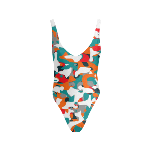 POP ART CAMOUFLAGE 1 Sexy Low Back One-Piece Swimsuit (Model S09)