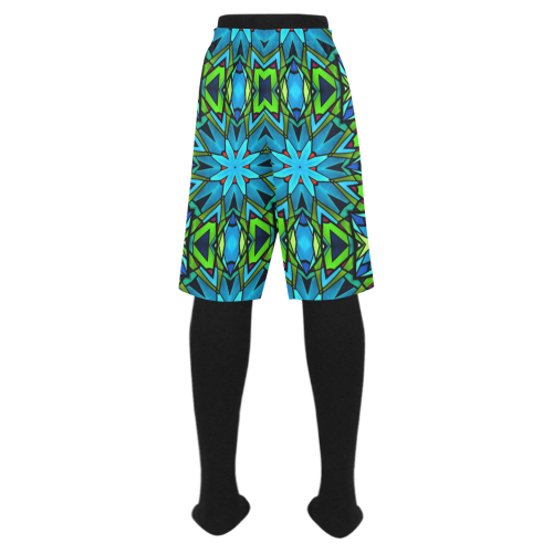 Blue and Green Stained Glass Men's Swim Trunk (Model L21)