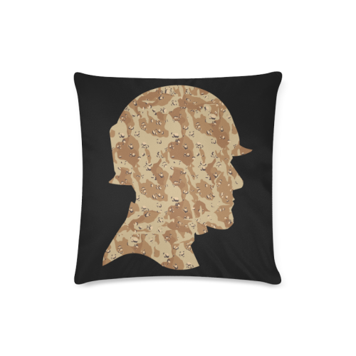 Desert Camouflage  Soldier on Black Custom Zippered Pillow Case 16"x16"(Twin Sides)