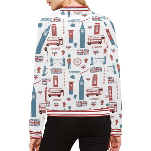 I love London All Over Print Bomber Jacket for Women (Model H21)