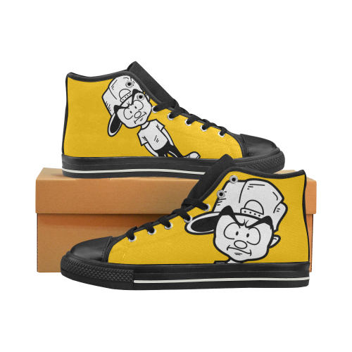 Yellow Canvas High Tops Men’s Classic High Top Canvas Shoes (Model 017)