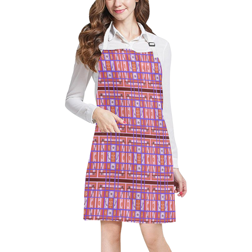 Girl Power Abstract Curvy Plaid Pattern apron All Over Print Apron
