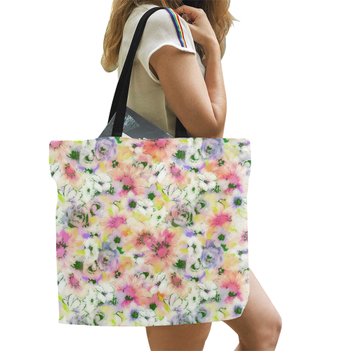 pretty spring floral All Over Print Canvas Tote Bag/Large (Model 1699)