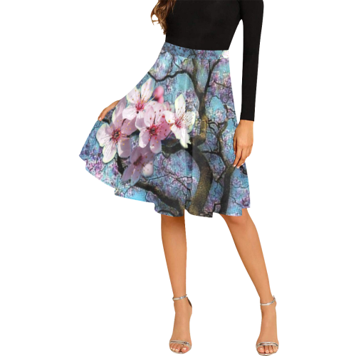 Cherry blossom Melete Pleated Midi Skirt (Model D15)