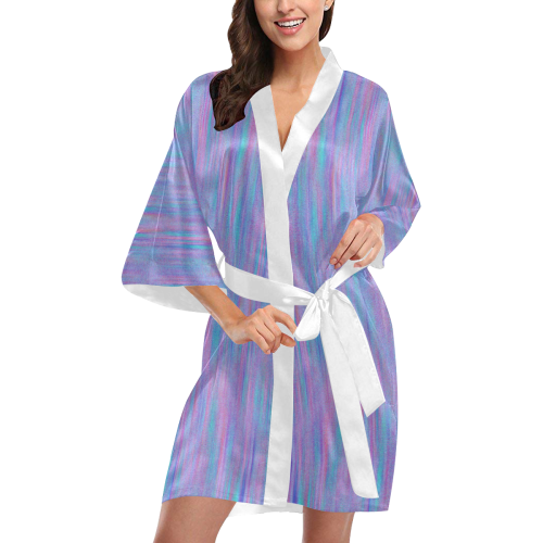 Purple Turquoise Watercolor Kimono Robe
