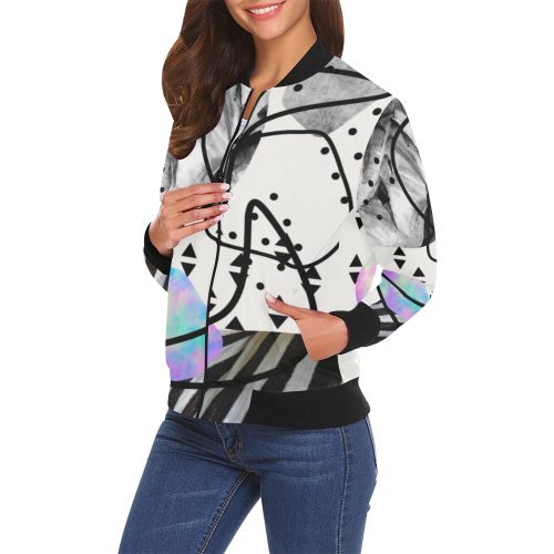 minimal art All Over Print Bomber Jacket for Women (Model H19)