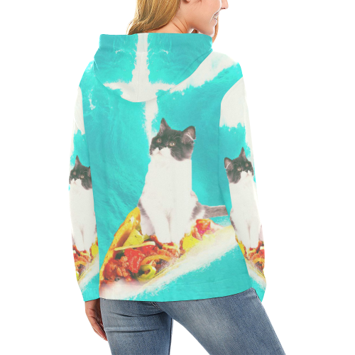 Kitty Cat Surfing Taco All Over Print Hoodie for Women (USA Size) (Model H13)