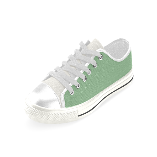 color dark sea green Low Top Canvas Shoes for Kid (Model 018)