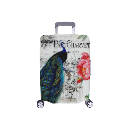 peacock and roses Luggage Cover/Small 18"-21"