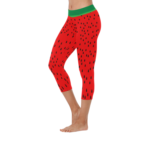 Watermelon Women's Low Rise Capri Leggings (Invisible Stitch) (Model L08)