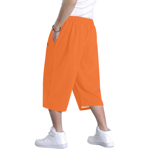 Men's Baggy Shorts (Black & Orange) Men's All Over Print Baggy Shorts (Model L37)