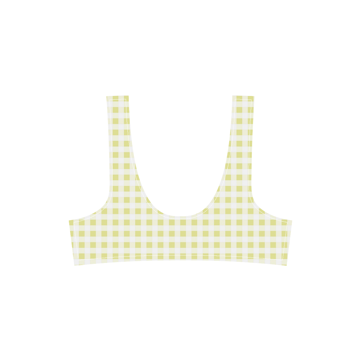 Pale Yellow Gingham Sport Top High Waisted Bikini Swimsuit Model S