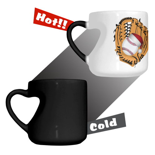 Santa Hat Baseball and Glove Christmas Heart-shaped Morphing Mug