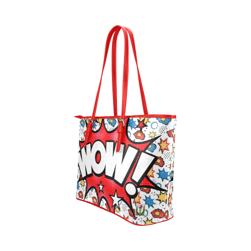 Fairlings Delight's Pop Art Collection- Comic Bubbles 53086wow1R Leather Tote Bag/Small Leather Tote Bag/Small (Model 1651)